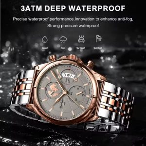 POEDAGAR Luxury Men's Quartz Watch – Elegant Waterproof Chronograph, Full Steel Business & Dress Wristwatch